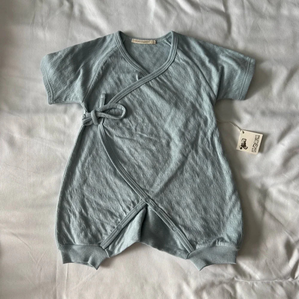 Soft Blue Baby Wrap Romper - Unbranded
